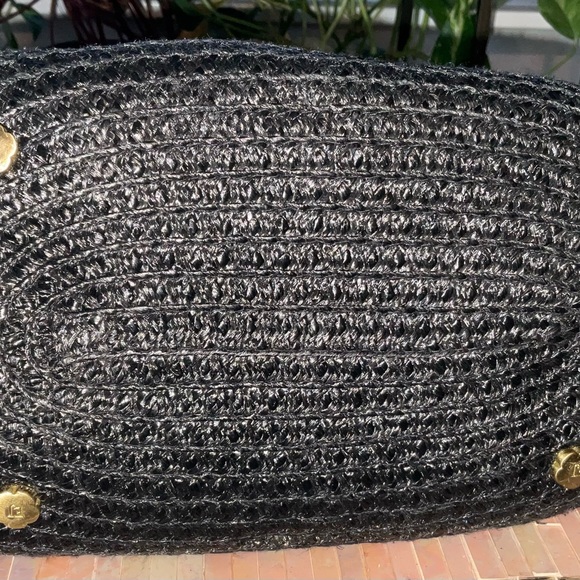 ERIC JAVITS BLACK STRAW SHOULDER BAG - Picture 5 of 12